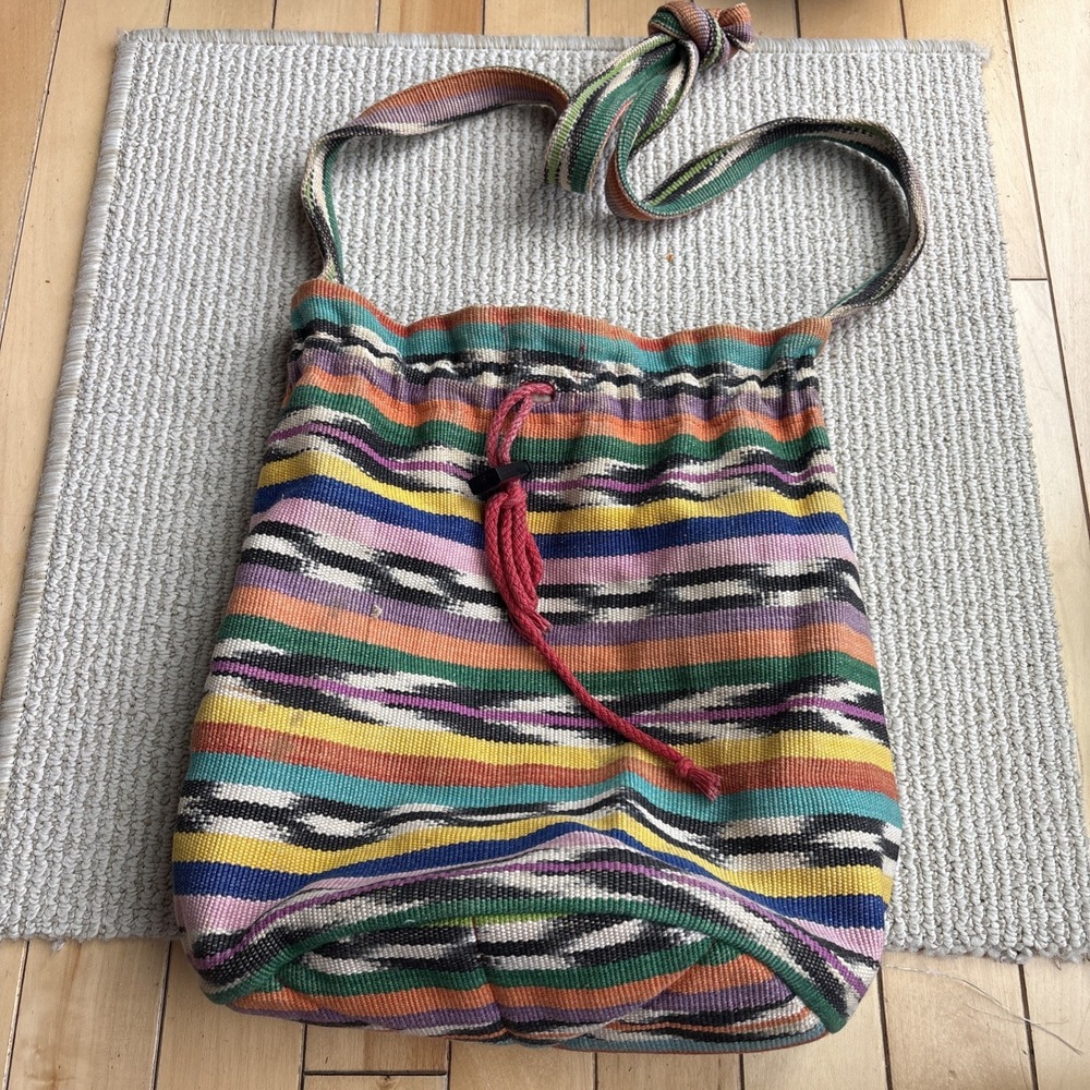 Vintage Amano Hand Loomed Cotton Bag Cinched